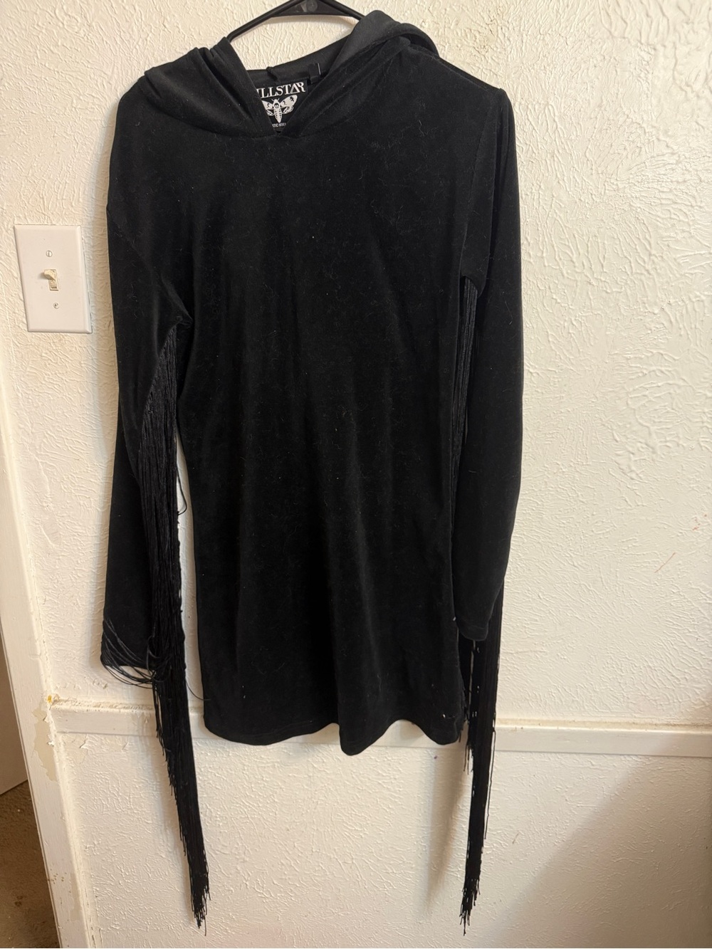 Killstar Black Hooded Fringe Long-Sleeve Shirt